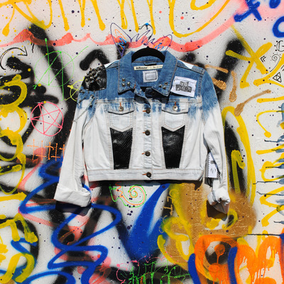 Sex pistols jacket w/ spiked shoulder pad