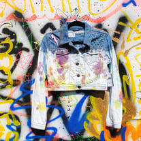 Tie-dye & Studded Cropped Jacket