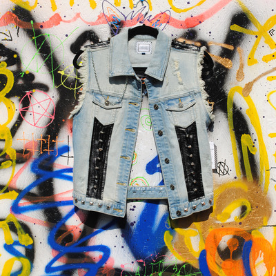 Plastic & leather studded vest - Thumbnail 4