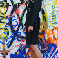 Upcycled Spiked Vintage Suede Dress - Thumbnail 2