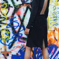 Upcycled Spiked Vintage Suede Dress - Thumbnail 3