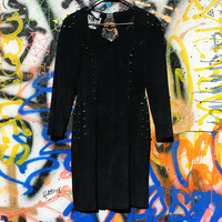 Upcycled Spiked Vintage Suede Dress - Thumbnail 4