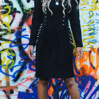 Upcycled Spiked Vintage Suede Dress - Thumbnail 1