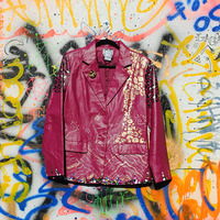 Grandma's Acid Trip Pink Leather Jacket - Thumbnail 2
