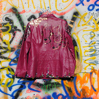 Grandma's Acid Trip Pink Leather Jacket - Thumbnail 3