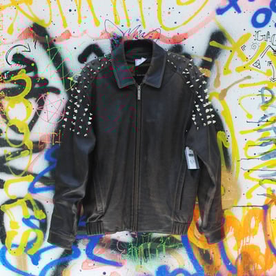 Brown leather bomber jacket - Thumbnail 4