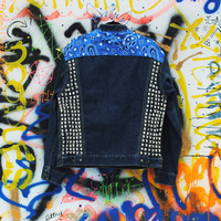 Spiked And Studded Paisley Denim Jacket - Thumbnail 4
