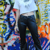 Vintage Miss Sixty Faux Leather Spiked Pants - Thumbnail 1