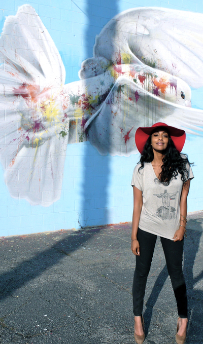 Passport 2 freedom womens beige redeemer statue tee (only large left in stock)