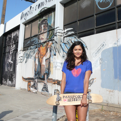 Passport 2 freedom womens blue fingerprintheart tee