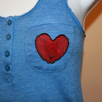 Passport 2 Freedom Womens Blue Fingerprintheart patch Tank Top - Thumbnail 4