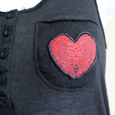 Passport 2 freedom womens black fingerheartprint pocket top (back in stock)