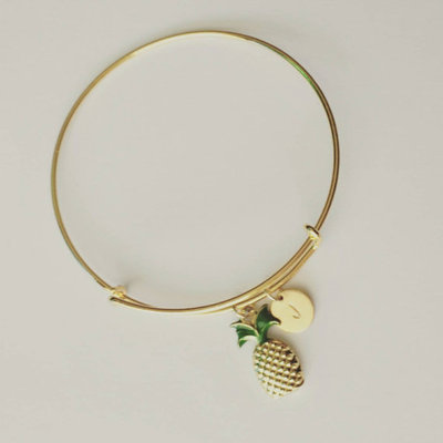 Pineapple personalized bangle 