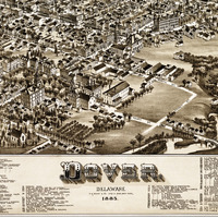 Dover, Delaware in 1885 - Bird's Eye View, Aerial, Panorama, Vintage, Antique, Reproduction, Giclée, Fine Art, History - Thumbnail 1