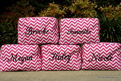Set of 5 Chevron Cosmetic Bags