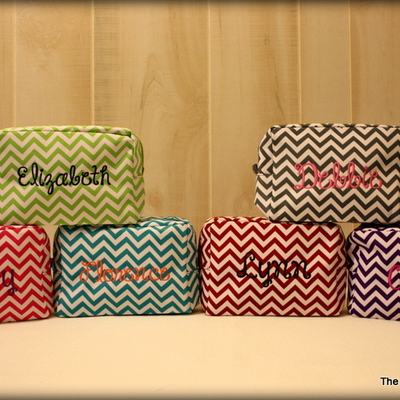 Set of 6 chevron cosmetic bags