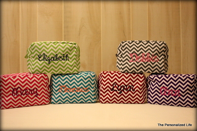 Set of 6 Chevron Cosmetic Bags
