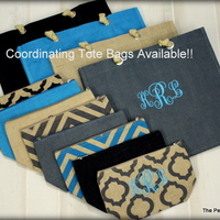 Monogrammed Burlap Cosmetic Bag - Thumbnail 2