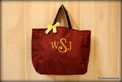 Soild Monogram Tote Bag - 20 Colors