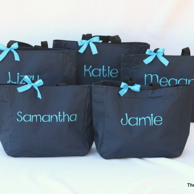 Set of 5 soild monogram tote bags - 20 colors