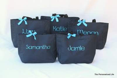 Set of 5 Soild Monogram Tote Bags - 20 Colors