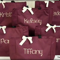 Set of 6 Soild Monogram Tote Bags - 20 Colors - Thumbnail 1