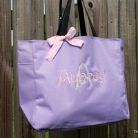 Soild Monogram Tote Bag - 20 Colors - Thumbnail 1