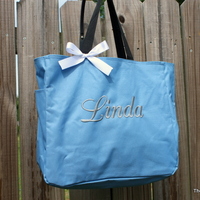 Soild Monogram Tote Bag - 20 Colors - Thumbnail 2