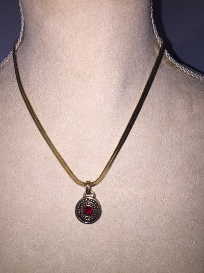 Gold Plated Chain with Ruby Pendant