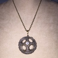 Bold Circle Pendant with Sparkle in center - Thumbnail 1