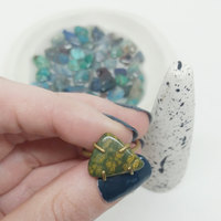 Brass Jasper Ring Size 6 Green Yellow Gemstone Ring - Thumbnail 1
