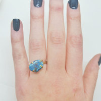 Chrysocolla Brass Ring Size 7 Turquoise Gemstone Ring - Thumbnail 1