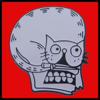 Knife Cat Skull Enamel Pin 077 - Thumbnail 1