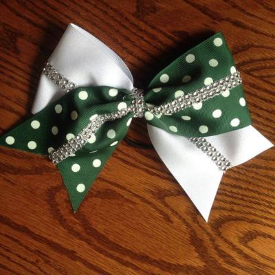 Dark green dots, glitter white, and rhinestones