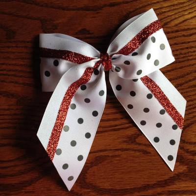 White and red glitter with grey dots