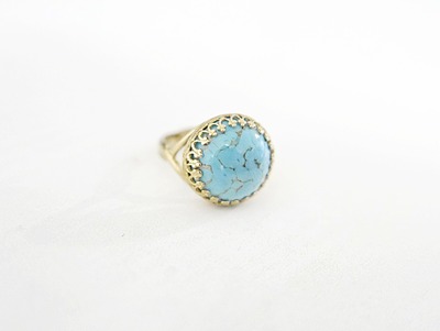 "Zoe" Round Turquoise Matrix Silver Ring