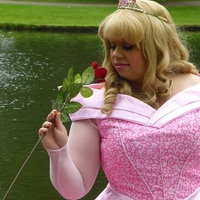 P340 COSPLAY Dress Princess sleeping beauty pink Costume Aurora women adult park - Thumbnail 1