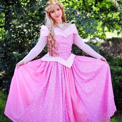 P340 cosplay dress princess sleeping beauty pink costume aurora women adult park