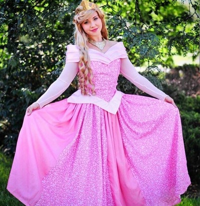P340 COSPLAY Dress Princess sleeping beauty pink Costume Aurora women adult park
