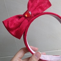 HB13 red Halloween snow white Princess Cosplay hair band Tiara bow VELVET - Thumbnail 2