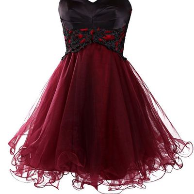 Charming wine red tulle short lace up prom gown 2016, mini prom dresses, burgundy homecoming dresses,formal wear
