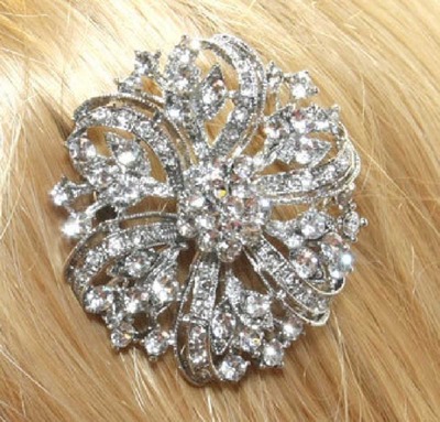 Round Flower Bouquet Crystal Rhinestone Wedding Bridal Bride Gift Brooch Pin