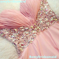 Cute Mini Pearl Pink Prom Dress With Beadings, Mini Prom Dresses 2016, Homecoming Dresses - Thumbnail 1