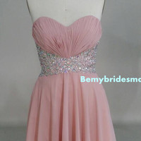 Cute Mini Pearl Pink Prom Dress With Beadings, Mini Prom Dresses 2016, Homecoming Dresses - Thumbnail 2