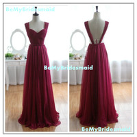 Charming Burgundy Sweetheart Bridesmaid Dress, Burgundy Prom Dress 2016, Prom Dresses 2016,Burgundy Prom Gowns - Thumbnail 1