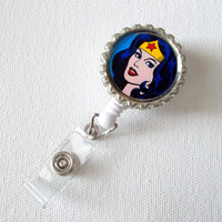 Wonder Woman - ID Badge Holder - Nursing Badge Reel - Name Badge Holder - Bottle Cap Badge - Nursing Badges - Gifts for Her - Thumbnail 2