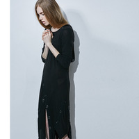 PUNK RAVE IRREGULAR KNITTED BLACK AUTUMN DRESS PM-024 - Thumbnail 1