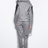 PUNK RAVE GREY BLACK FISH WING FIGURED CASUAL SUIT PY-150 - Thumbnail 2