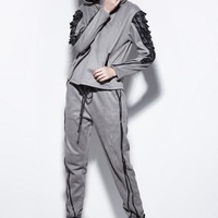 PUNK RAVE GREY BLACK FISH WING FIGURED CASUAL SUIT PY-150 - Thumbnail 4