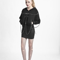 Punk Rave Black Punk Style Hooded Sweatshirts PY-175 - Thumbnail 2